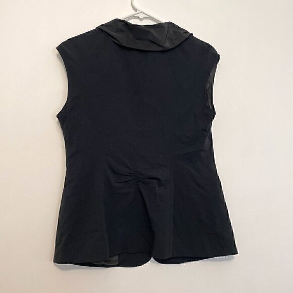 CABI Tuxedo Dinner Vest 917 Black Sleeveless Mixed Media Single Button Jacket 6 - Picture 10 of 13